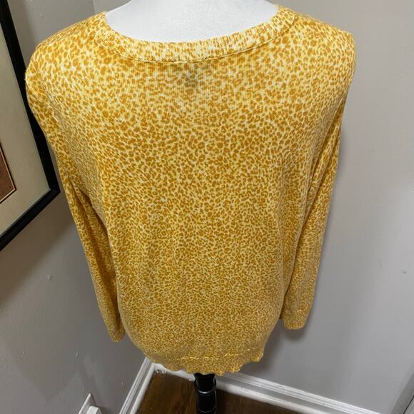 Talbots Animal Print Cardigan Sweater Plus Size 1X Gold and White Button Front - Picture 4 of 9